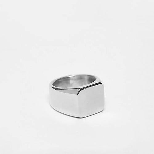designb Lost Souls - 15mm Square Signet Ring In Platinum Stainless Steel