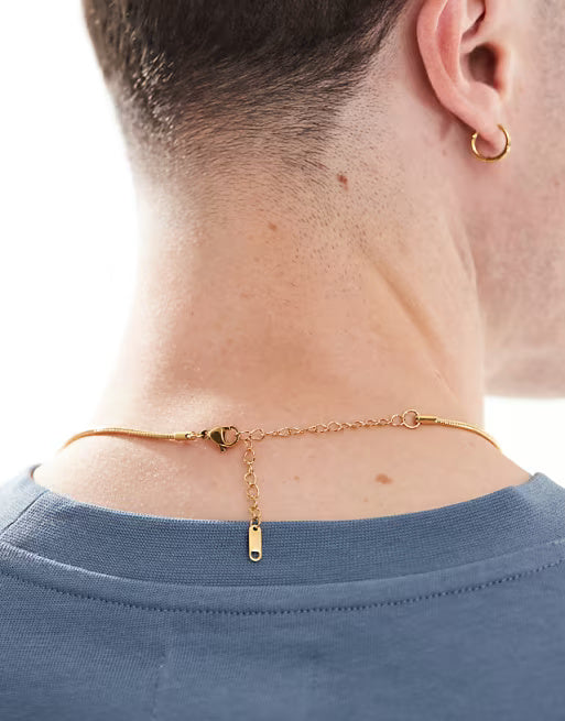 Designb Lost Souls 2mm Snake Chain Necklace In 18k Gold Plated