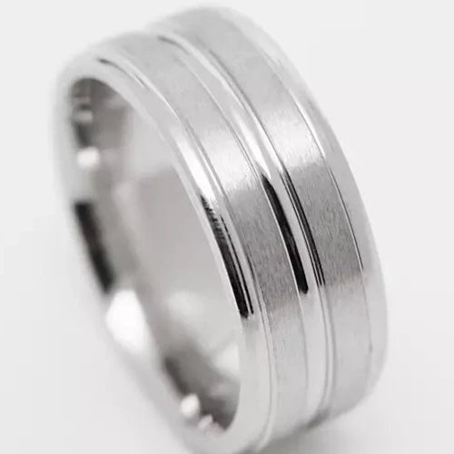 Designb Lost Souls - 8mm Double Band Ring In Platinum Stainless Steel