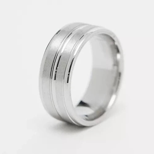 designb Lost Souls - 8mm Double Band Ring In Platinum Stainless Steel