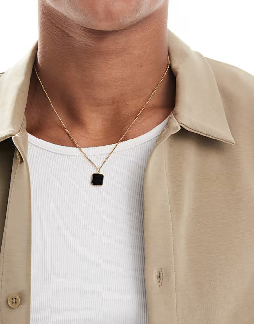 Designb Lost Souls Black Resin Pendant Necklace In 18k Gold Plated