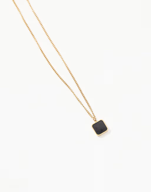 designb Lost Souls Black Resin Pendant Necklace in 18k gold plated