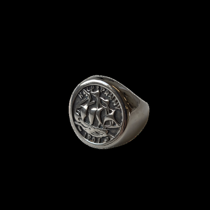 Designb Lost Souls - Engraved Signet Ring In Silver Stainless Steel