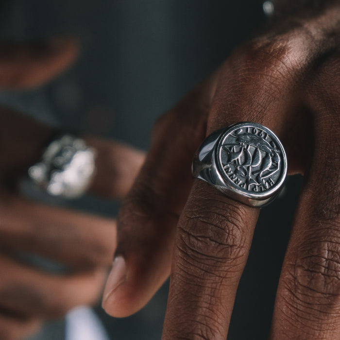 designb Lost Souls - Engraved Signet Ring in Silver Stainless Steel