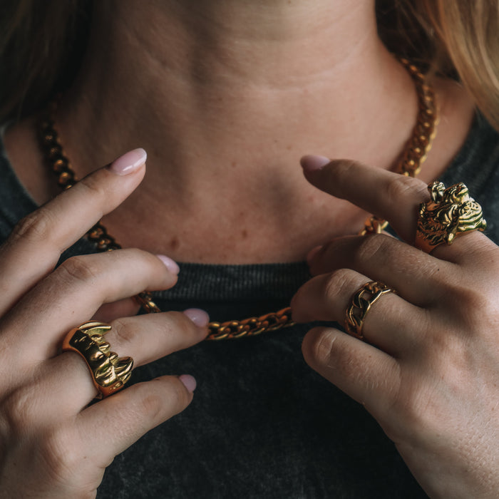 Designb Lost Souls - Fang Ring In Gold Stainless Steel