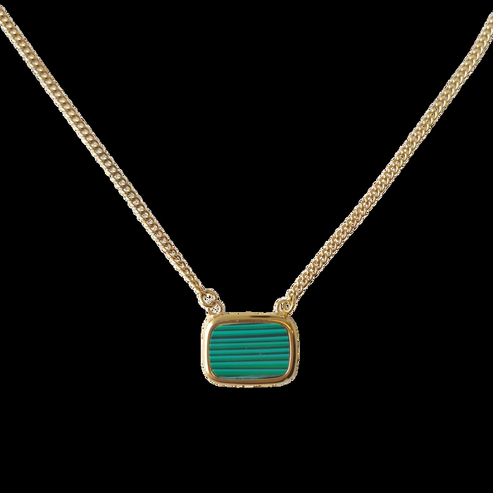 Designb Lost Souls - Green Malachite Pendant Necklace In Gold Stainless Steel
