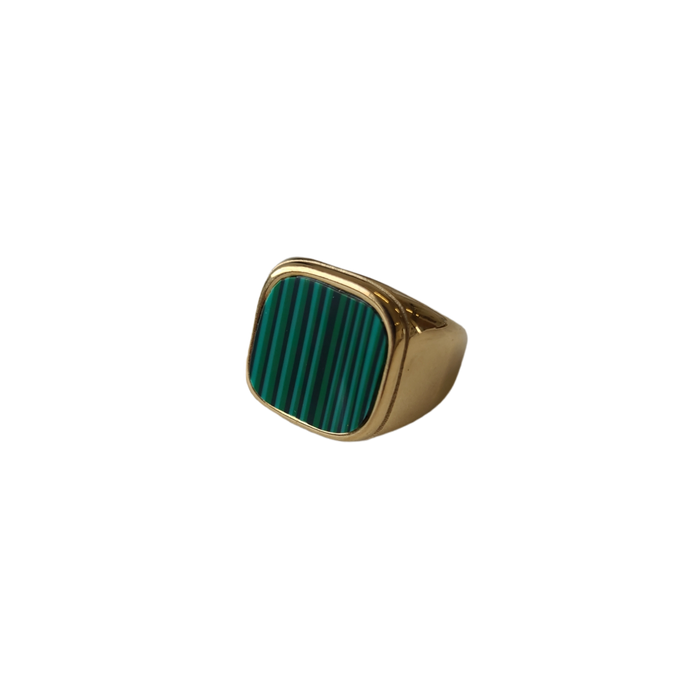 designb Lost Souls - Green Malachite Ring in Gold Stainless Steel - 18K real gold