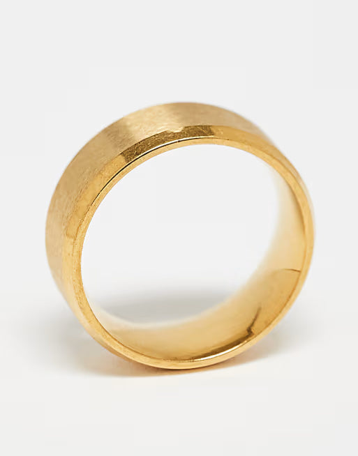 designb Lost Souls Matte Band Ring With Angled Edges In 18k Gold Plated