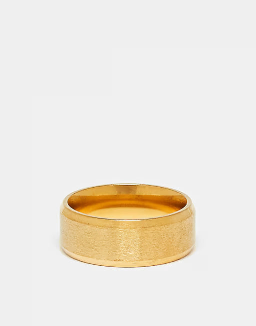 designb Lost Souls Matte Band Ring with Angled Edges in 18k Gold Plated