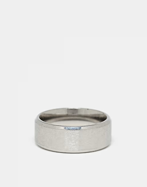 Designb Lost Souls Matte Band Ring With Angled Edges In Stainless Steel