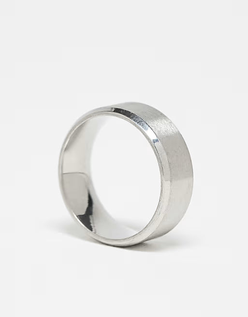 Designb Lost Souls Matte Band Ring With Angled Edges In Stainless Steel