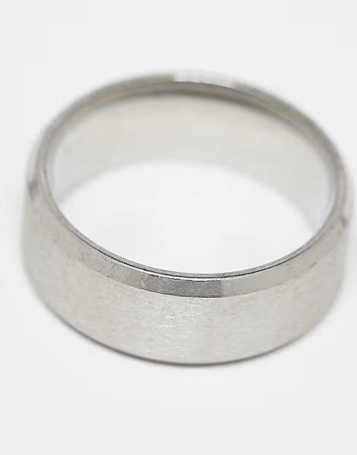 designb Lost Souls Matte Band Ring with Angled Edges in Stainless Steel