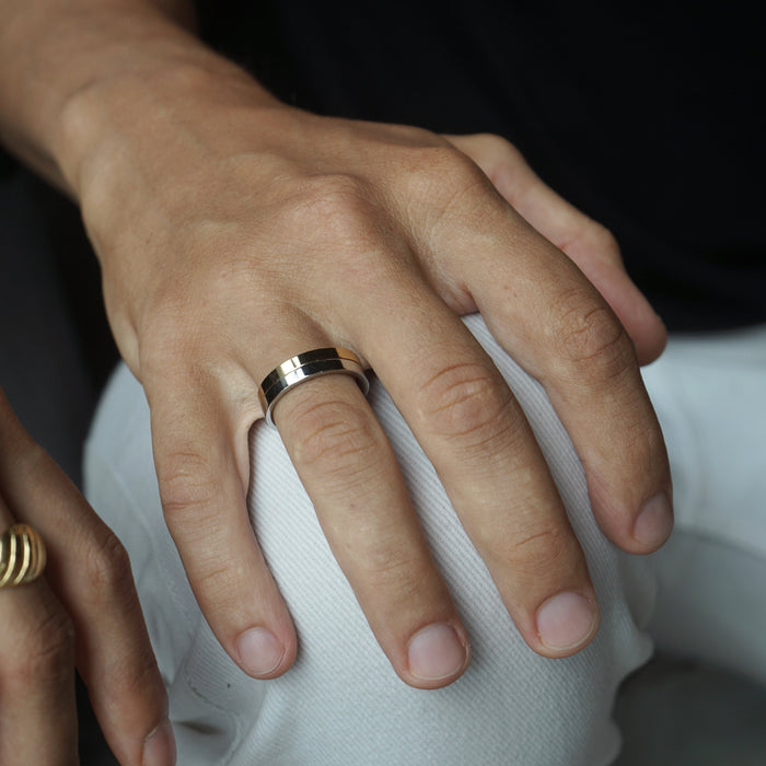 Designb Lost Souls - Pack Of 2 Band Rings 3mm Wide In Platinum And Gold Stainless Steel