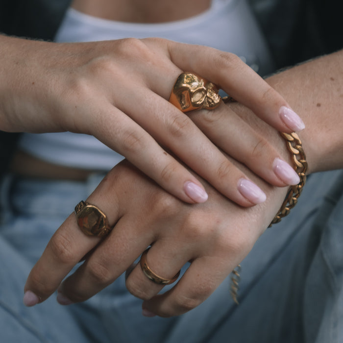 designb Lost Souls - Skull Ring in Gold Stainless Steel - 18K real gold