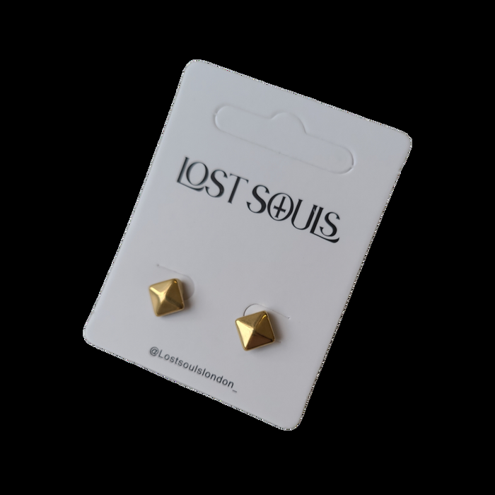 designb Lost Souls - Square Stud Earrings in Gold Stainless Steel