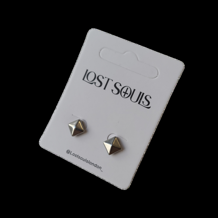 Designb Lost Souls - Square Stud Earrings In Silver Stainless Steel