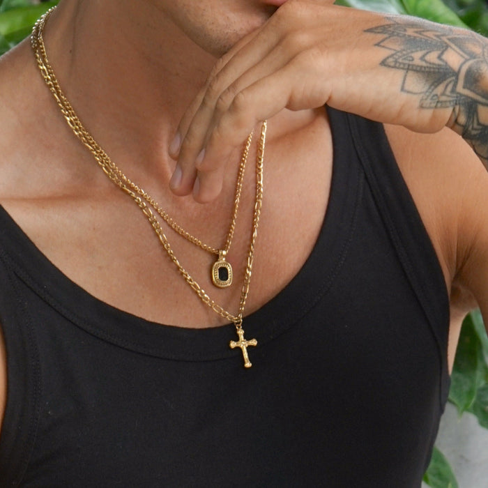 Designb Lost Souls - Stainless Steel Engraved Cross Necklace In Gold