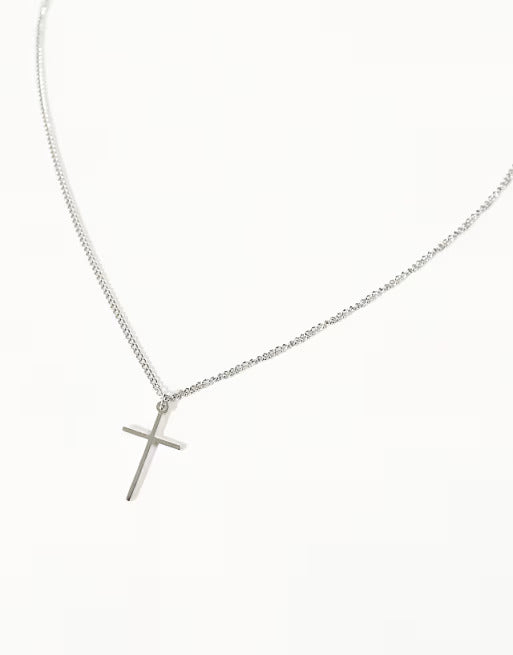 designb Lost Souls Thin Cross Pendant Necklace in Stainless Steel