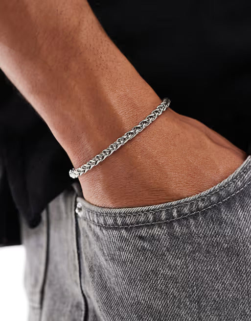 designb Lost Souls Wheat Chain Bracelet in Stainless Steel