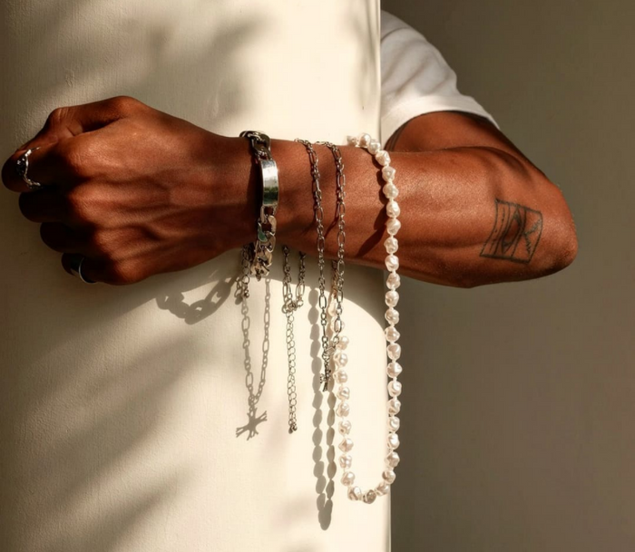 Designb Pack Of 3 Pearls And Chains Necklaces In Silver