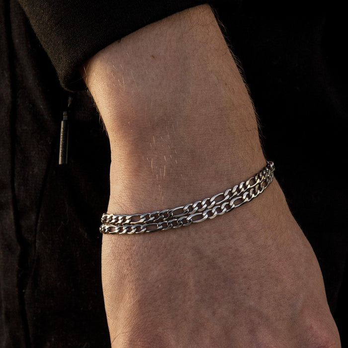 Designb Skinny Figaro Bracelet In Silver Stainless Steel