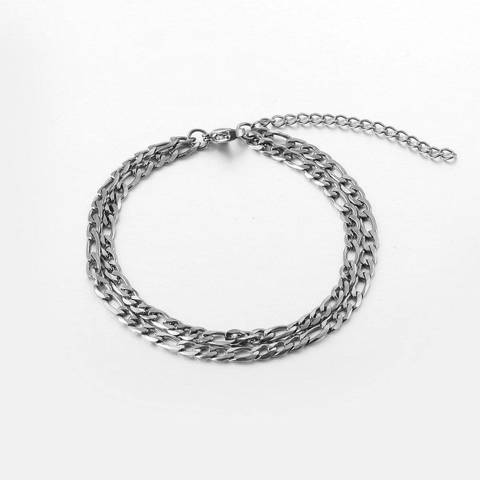Designb Skinny Figaro Bracelet In Silver Stainless Steel