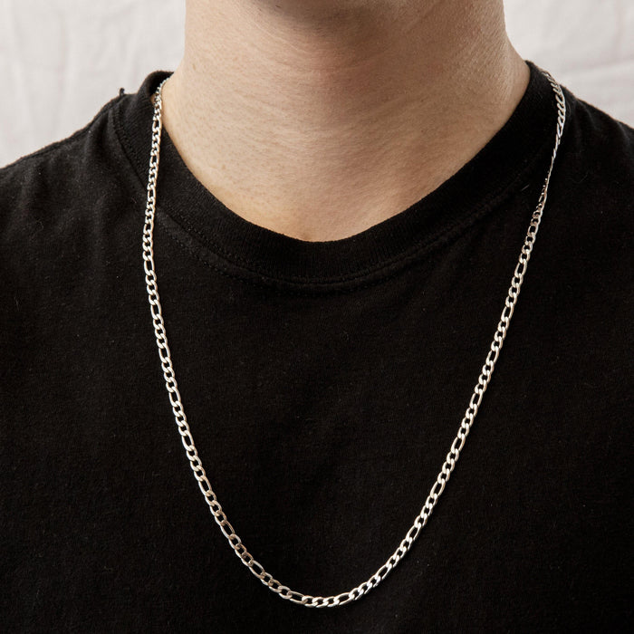 Designb Skinny Figaro Necklace In Silver Stainless Steel