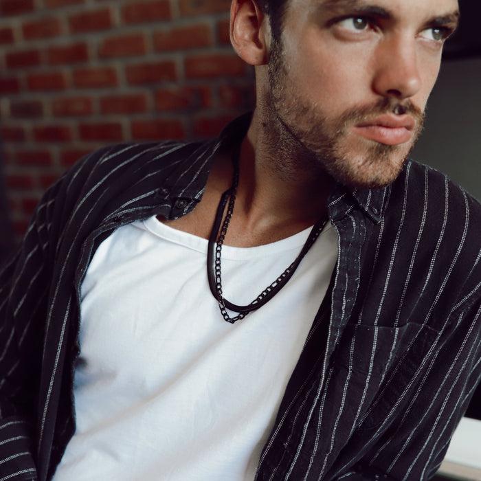 Designb Snake Chain Necklace In Black Stainless Steel