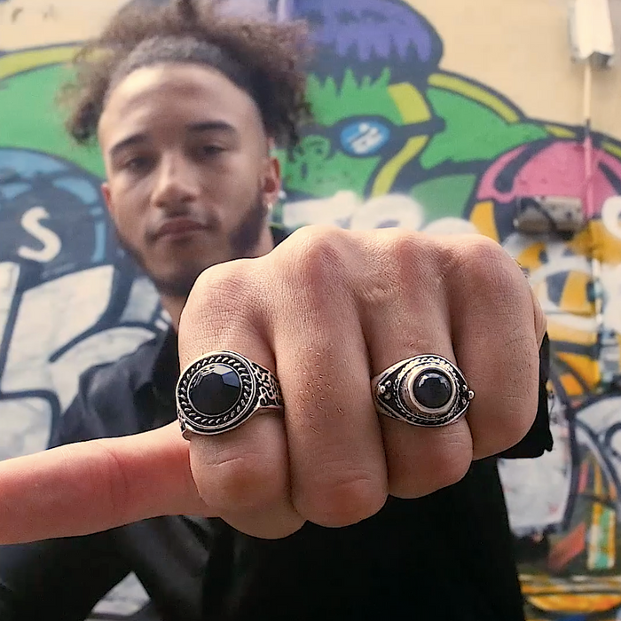 Designb Statement Rings With Antique Silver In 2 Pack