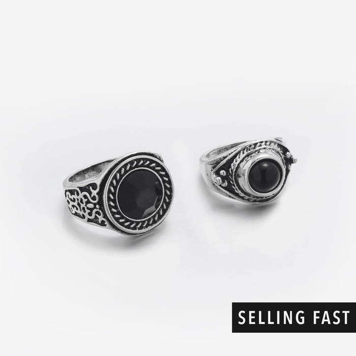 designb Statement Rings With Antique Silver In 2 Pack