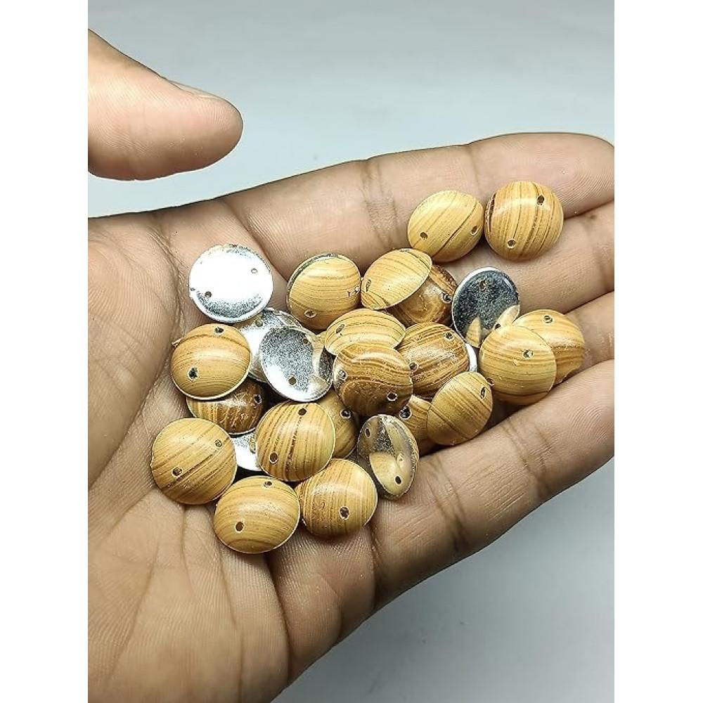 designerbox Acrylic 2 Hole Polished Round Shape Brown Buttons