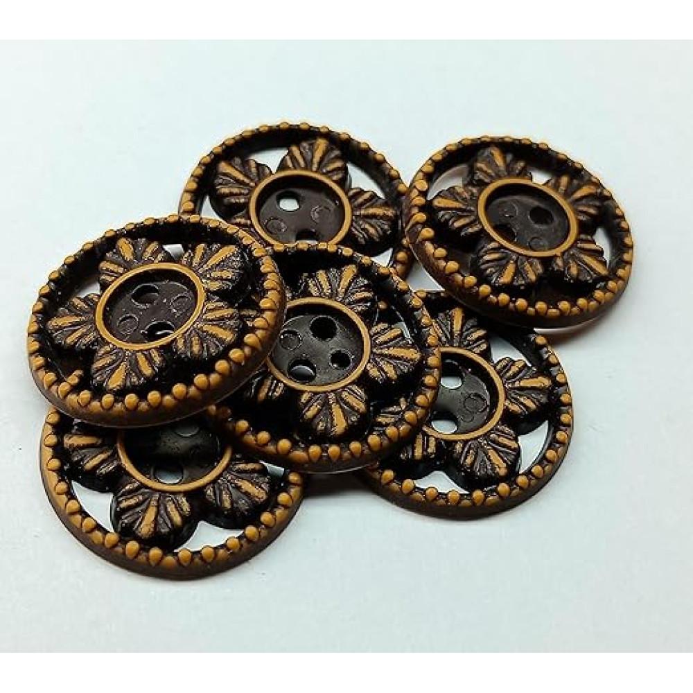 designerbox Acrylic 2 Holes Round Buttons with Flower Shape