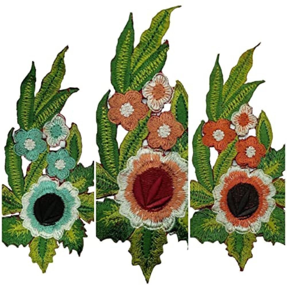 designerbox Applique Combo of 3 Different Colour Flower Shape Patches
