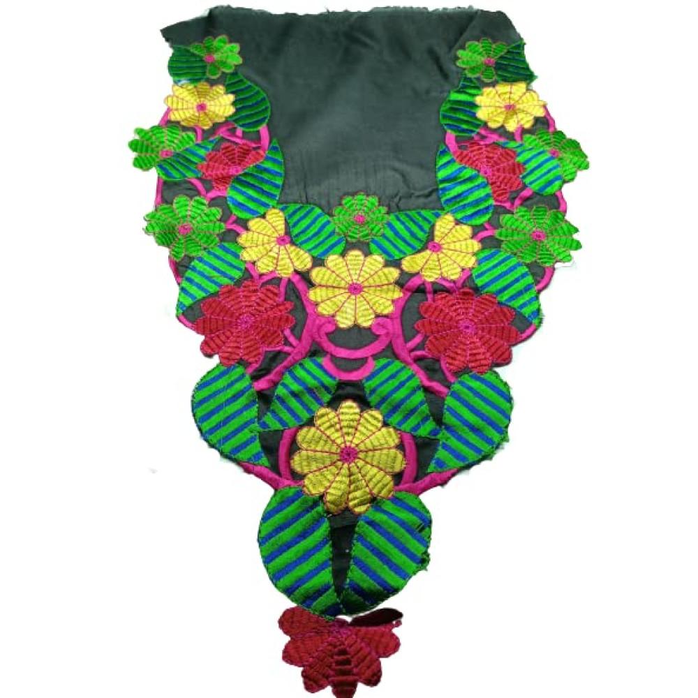 designerbox Applique Multicolour Neck Shape Flower Design Patch