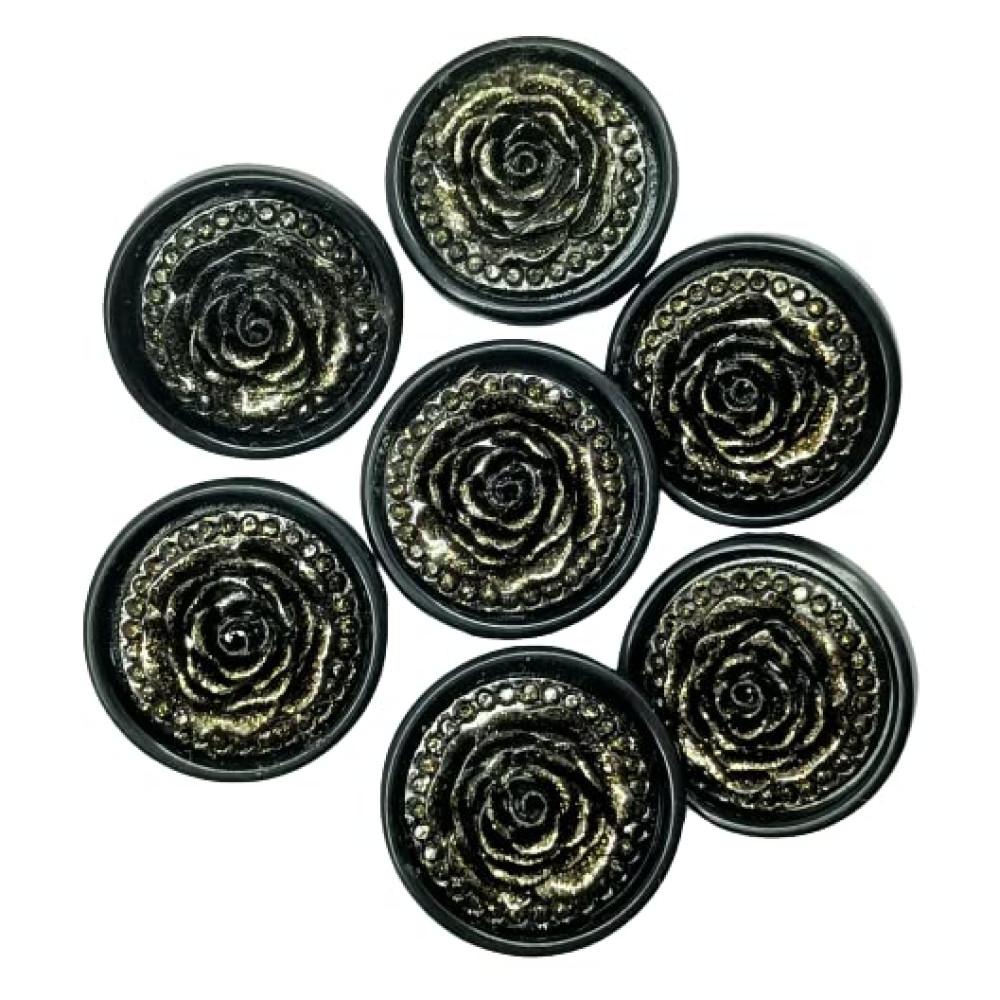 designerbox Beautiful Flower Shape Unique Plastic Black Buttons