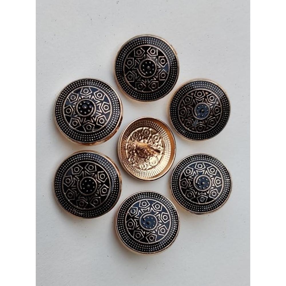 designerbox Black Antique Finish Glossy Classic Style Meenakari Buttons