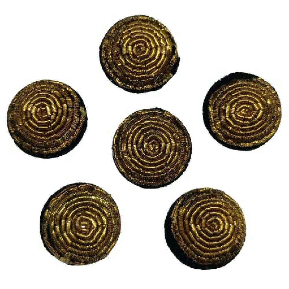 designerbox Black Colour Handmade Buttons with Golden Dori Embroidery Work