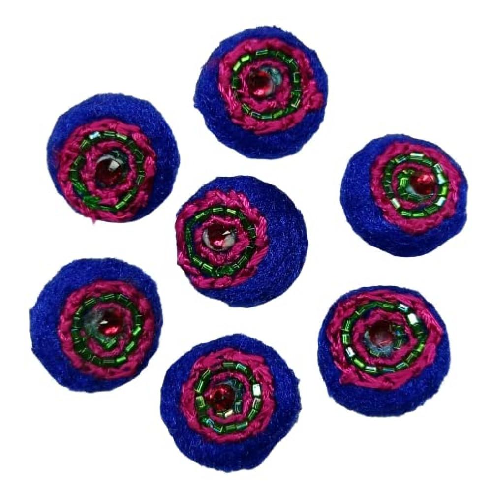 designerbox Blue Handmade Buttons with fine Quality Multi Threads Embroidery Work