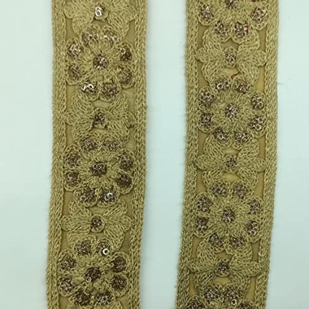 designerbox Brown Colour Lace with Flower Design Sequence Embroidery Work Border for Bridal Dress Gown Dupatta Sarees Wedding Outfits (Pack of 4.5 Meter) Width : 4 cm designerbox Brown Colour Lace with Flower Design Sequence Embroidery Work Border for Bridal Dress Gown Dupatta Sarees Wedding Outfits (Pack of 4.5 Meter) Width : 4 cm