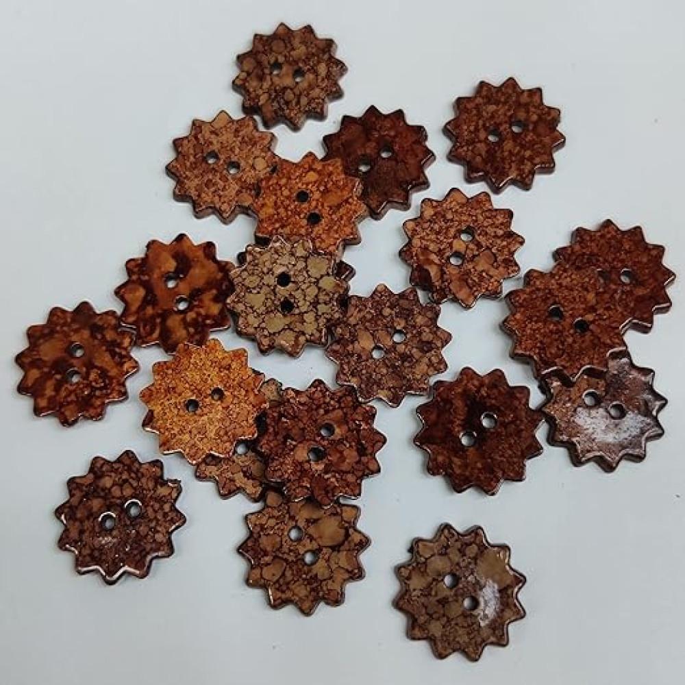 designerbox Brown Flower Acrylic Multi Colour pigments 2 Hole Buttons designerbox Brown Flower Acrylic Multi Colour pigments 2 Hole Buttons