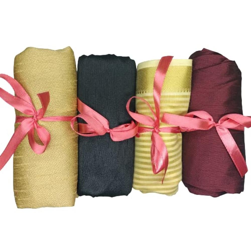 designerbox Combo of 4 Art Raw Silk Banarasi Blouse Unstitched Fabric Piece Material