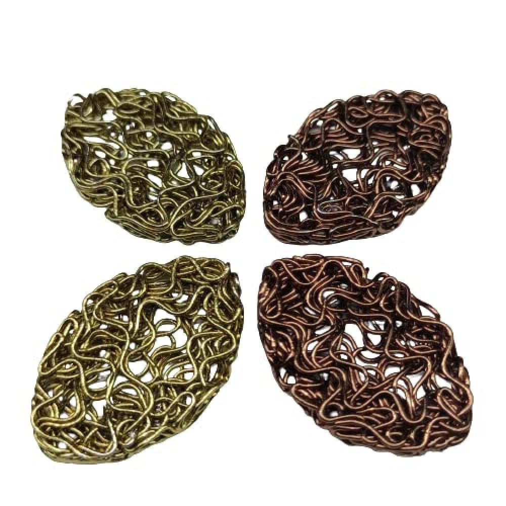 designerbox Combo of Gold and copper Maggie shape antique metal crashed accessories for Fashion