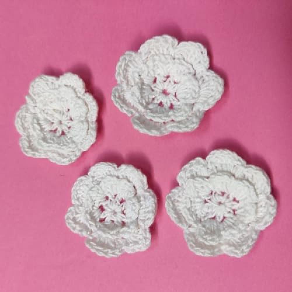 designerbox Cotton Croshiya offwhite Hand Made Flower for Dress Art & Crafts Project Home Decoration and Jewelry Making (Pack of 6pcs)