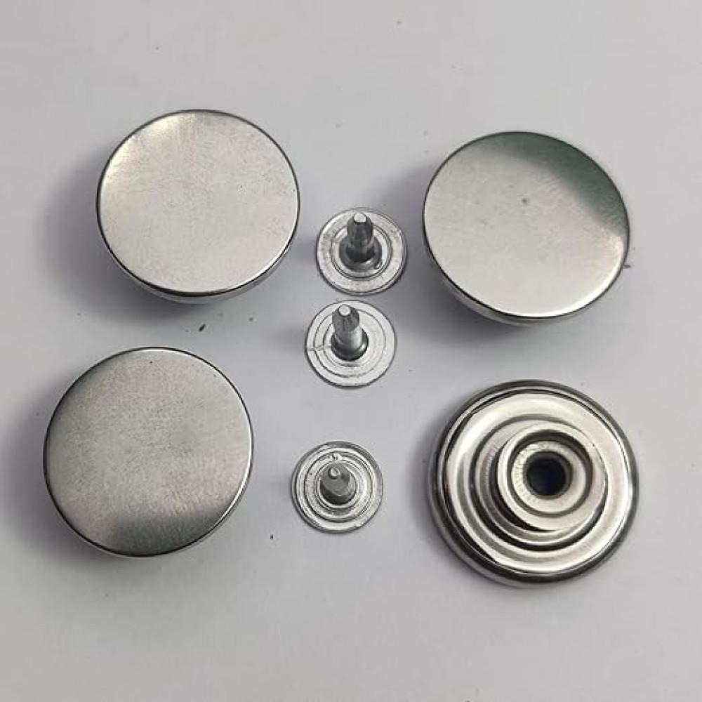 designerbox Denim Jeans Silver Button No Sew Metal Tack snap Buttons