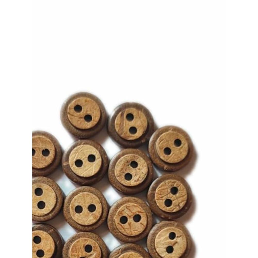 designerbox Designed Small Wooden 2 Holed Buttons for Designer Collection of Ethnic WEAR Sewing DIY Art and Craft (50)
