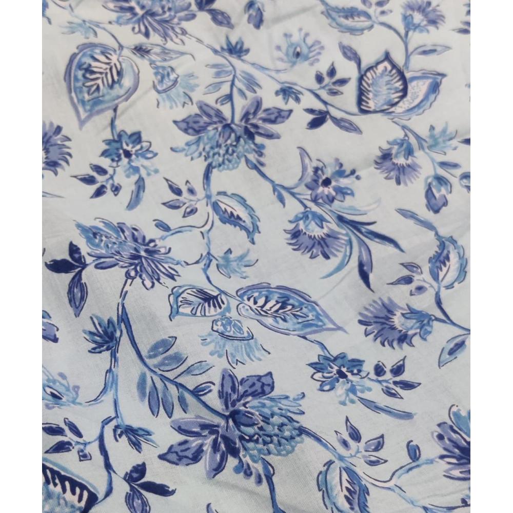 designerbox Blue floral printed cotton fabric