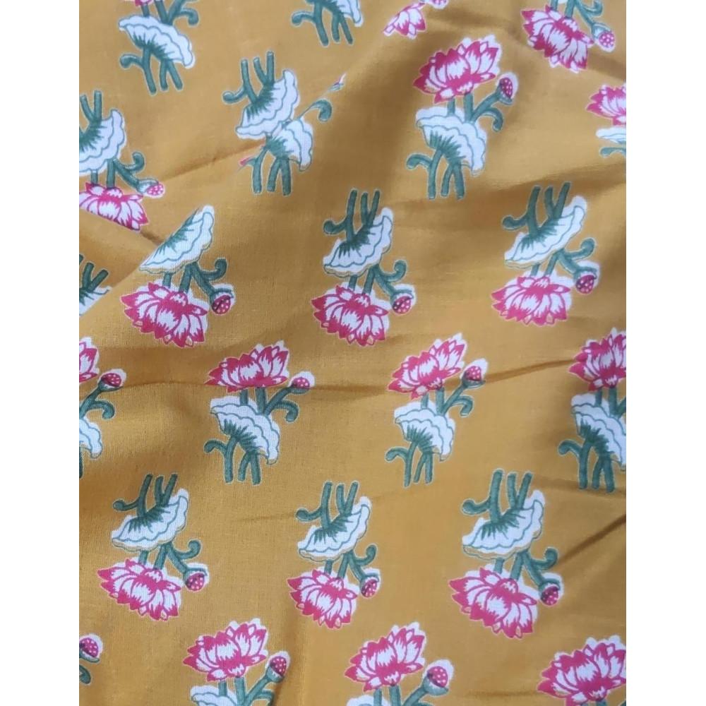designerbox mustard yellow print cotton fabric