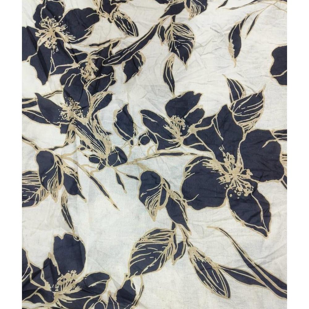 designerbox Rayon black floral printed fabric