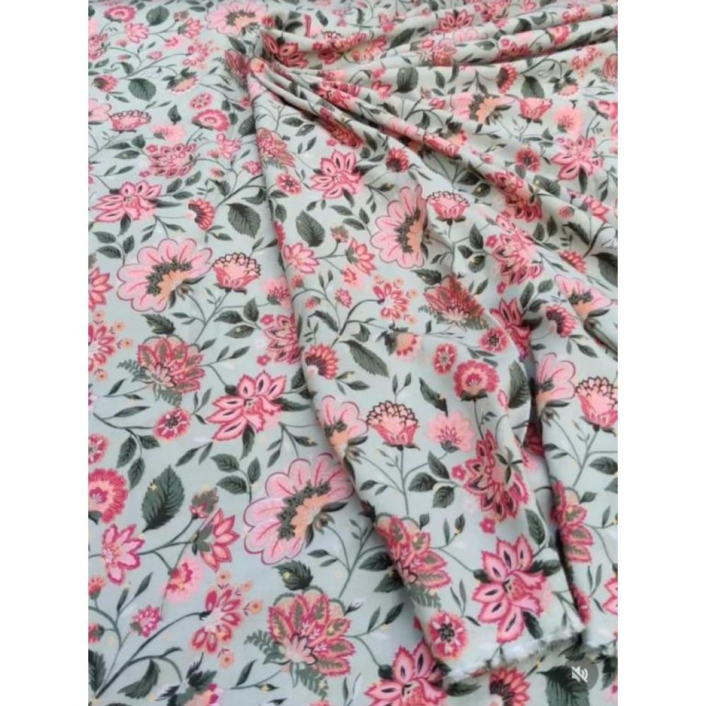 designerbox Rayon pink floral printed fabric