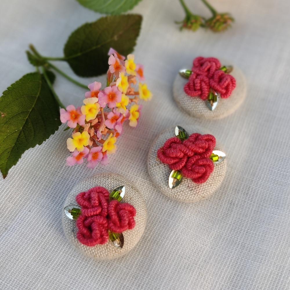 designerbox Red Bullion Knot Rose buttons